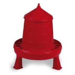 Mangeoire Poule En Plastique Gamme Eco 4Kg Rouge Avec Pieds - Gaun