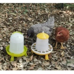 Gaun Mangeoire Poule à Pieds En Bioplastique Végétal Eco 2Kg -Poulaillers abreuvoir et mangeoire avec deux poules 1