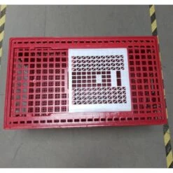 Cage Transport Grandes Volailles 96x57x42cm 3 Portes Rouge Et Blanche -Poulaillers cage transport grandes volailles 96x57x42 aytav dessus fermee