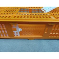 Cage Transport Petites Volailles 67x45x15cm 2 Portes Orange Et Blanche -Poulaillers cage transport volailles 67x45x15 aytav detail cote ouverte