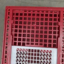 Cage Transport Poules Et Volailles 96x57x27cm 2 Portes Rouge Et Blanche -Poulaillers cage transport volailles 96x57x27 aytav gros plan