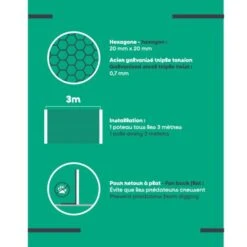 Grillage Poulailler Acier Galvanisé à Chaud Triple Torsion 10m X 50cm épaisseur 0,7 Mm 7 Grillage Poulailler Acier Galvanisé à Chaud Triple Torsion 10m X 50cm épaisseur 0,7 Mm -Poulaillers etiquette grillage zen farm 10x0.5