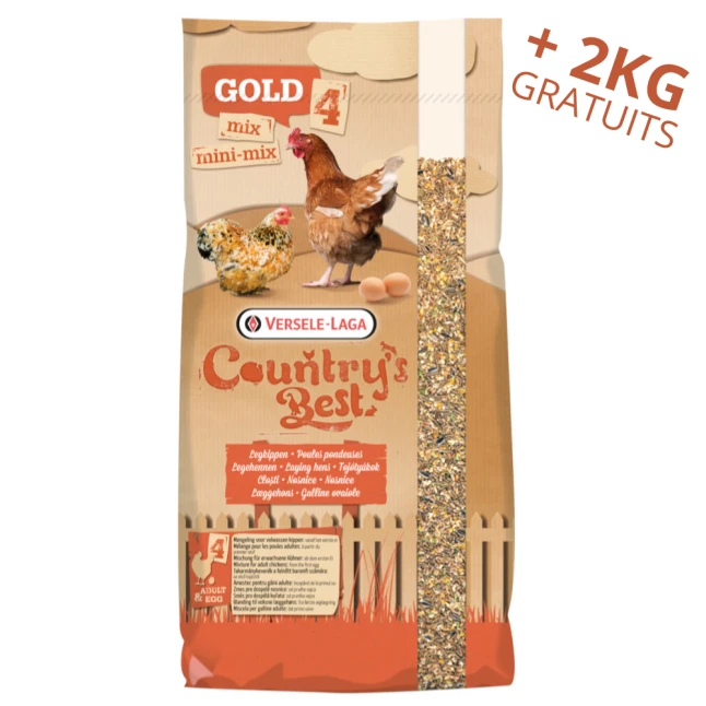 VERSELE-LAGA Mélange Pour Poule Pondeuse Country’s Best Gold 4 Mix 20kg + 2kg Gratuits - Versele Laga 3 VERSELE-LAGA Mélange Pour Poule Pondeuse Country’s Best Gold 4 Mix 20kg + 2kg Gratuits - Versele Laga