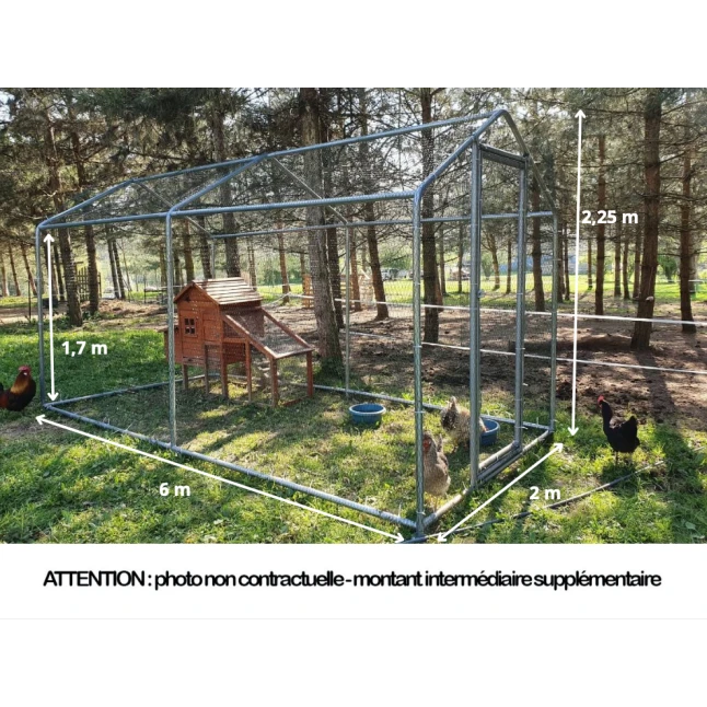 Enclos Poulailler 12m² Tubes 32mm H2,25m - Parc Grillagé Renforcé 6x2m - Acier Galvanisé 15 Enclos Poulailler 12m² Tubes 32mm H2,25m - Parc Grillagé Renforcé 6x2m - Acier Galvanisé – Image 13