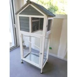 Volière Oiseaux En Bois Avec Toit Shingle Inséparable Bleue Et Blanche 19 Volière Oiseaux En Bois Avec Toit Shingle Inséparable Bleue Et Blanche -Poulaillers img 20220806 110332