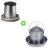 Kit 4/6 Poules Abreuvoir Inox 8L Et Mangeoire Galvanisé 5Kg -Poulaillers kit mangeoire et abreuvoir galvanise grand elevage 1