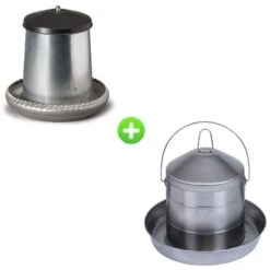 Kit 4/6 Poules Abreuvoir Inox 8L Et Mangeoire Galvanisé 5Kg