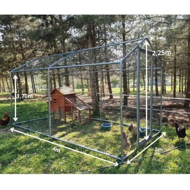 Enclos Poulailler 8m² Tubes 32mm H2,25m - Parc Grillagé Renforcé 4x2m - Acier Galvanisé 13 Enclos Poulailler 8m² Tubes 32mm H2,25m - Parc Grillagé Renforcé 4x2m - Acier Galvanisé – Image 12