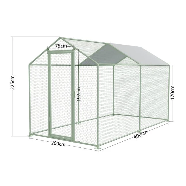 Enclos Poulailler 8m² Tubes 32mm H2,25m - Parc Grillagé Renforcé 4x2m - Acier Galvanisé 4 Enclos Poulailler 8m² Tubes 32mm H2,25m - Parc Grillagé Renforcé 4x2m - Acier Galvanisé – Image 3