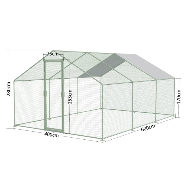 Enclos Poulailler 24m² Tubes 38mm H2,8m - Parc Grillagé Renforcé 6x4m - Acier Galvanisé 5 Enclos Poulailler 24m² Tubes 38mm H2,8m - Parc Grillagé Renforcé 6x4m - Acier Galvanisé – Image 3