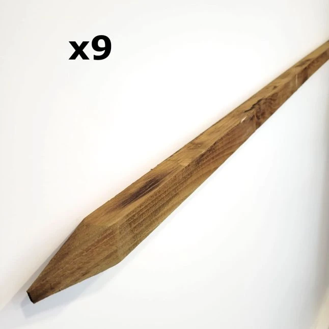 Piquet En Bois De Châtaignier Carré 4x4x200cm Pour Clôture X 9 3 Piquet En Bois De Châtaignier Carré 4x4x200cm Pour Clôture X 9