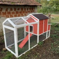 Poulailler Ardennais 6 à 8 Poules Toit Shingle -Poulaillers poulailler ardennais rouge 8 poules vue cote droit