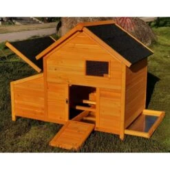 Poulailler Bantam XL 2 à 4 Poules Toit Shingle Avec Extension Parc Grillagé -Poulaillers poulailler bantam xl shingle noir vue face tout ouvert 1