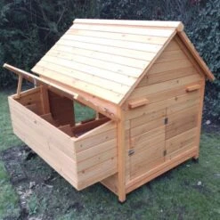 Poulailler Cémani XL Toit Bois 6 à 10 Poules -Poulaillers poulailler bois cemani xl 6 8 poules arriere ouvert