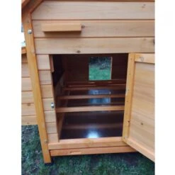 Poulailler Cémani XL Toit Bois 6 à 10 Poules -Poulaillers poulailler bois cemani xl 6 8 poules porte arriere ouverte