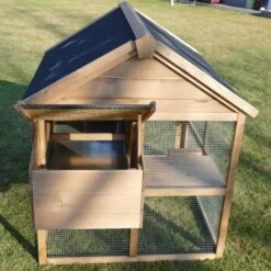 Poulailler Plymouth Toit Shingle Ouvrant 4 à 6 Poules Bois FSC Avec Extension Parc Grillagé -Poulaillers poulailler bois fsc plymouth 2 4 poules pondoir ouvert 2