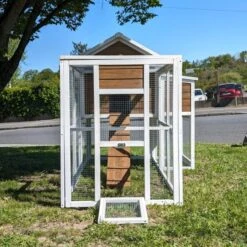 Poulailler Brahma Toit Shingle 6 à 8 Poules Bois FSC 27 Poulailler Brahma Toit Shingle 6 à 8 Poules Bois FSC -Poulaillers poulailler brahma vue avant avec enclos