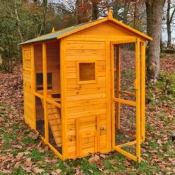 Poulailler Gaulois II Toit Shingle 6 à 10 Poules Avec Extension Parc Grillagé -Poulaillers poulailler gaulois ii 4 a 6 poules profil avant 1