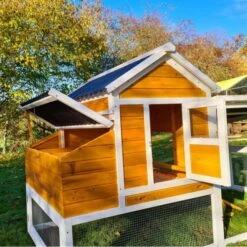 Poulailler Toit Renforcé M Toit Plastique 6 à 8 Poules -Poulaillers poulailler toit renforce 6 a 8 poules vue trappe pondoir