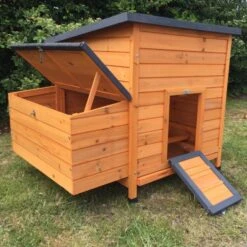 Poulailler Sussex XL Toit Shingle Noir Ouvrant 6 à 10 Poules Bois FSC -Poulaillers poulailler sussex profil avant ouvert