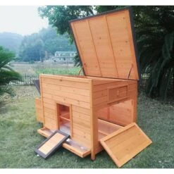 Poulailler Sussex XL Toit Shingle Noir Ouvrant 6 à 10 Poules Bois FSC -Poulaillers poulailler sussex profil avant tout ouvert