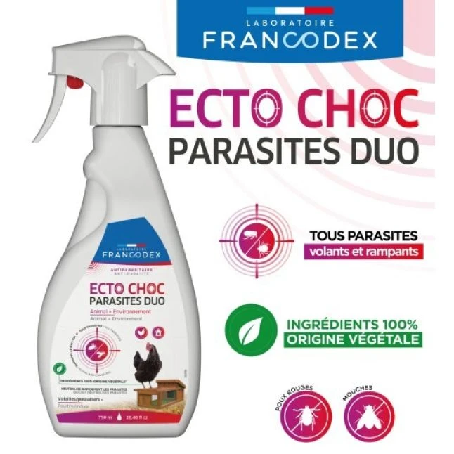 Spray Antiparasitaire Volants Et Rampants Pour Poule Ecto Choc Parasites Duo 750ML - Francodex 4 Spray Antiparasitaire Volants Et Rampants Pour Poule Ecto Choc Parasites Duo 750ML - Francodex – Image 2