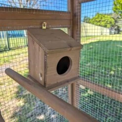 Volière Pour Oiseaux En Bois Double Toit Shingle -Poulaillers voli re oiseaux ext rieur 2 parties focus nichoir int rieur bas